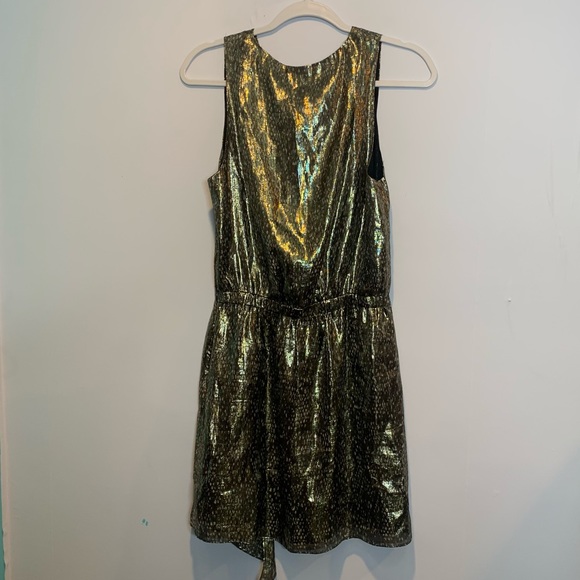 Ramy Brook Gabriela Metallic Silk Dress Draped - Picture 7 of 9